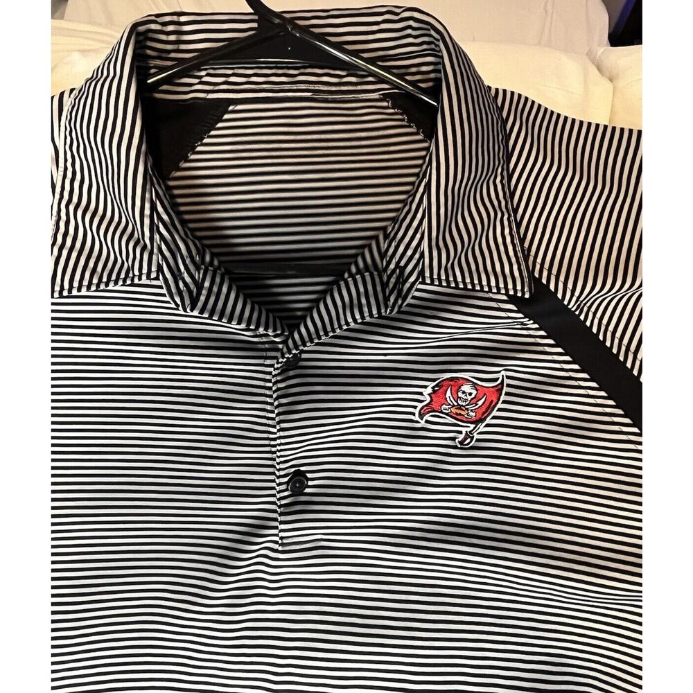TAMPA BAY BUCCANEERS Black Stripe Short Sleeve Polo Shirt XL/XXL READ**